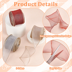 蝶結び用ナイロンメッシュリボン 3色 3本  ミックスカラー  2-3/8インチ（60mm）  1pc /カラー&nbsp;ORIB-PH0001-01