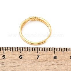 スターリングシルバーマイクロパヴェクリアキュービックジルコニア調節可能な女性用指輪925個  結び目  ゴールドカラー  4mm  usサイズ6 1/2(16.9mm)&nbsp;RJEW-G351-01G