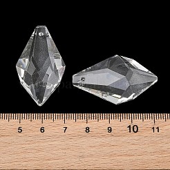 ガラス製シャンデリアプリズムペンダント  ファセットティアドロップチャーム  透明  38x22x12mm  穴：1.8mm&nbsp;GL-CBAAE15-04