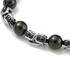 Two Tone 201 Stainless Steel Round Ball Link Chain Bracelet&nbsp;BJEW-B078-20BP