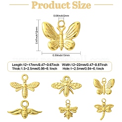 12個6スタイル304ステンレススチールペンダント  昆虫  ゴールドカラー  12~17x12~22x1.5~2.5mm  穴：1~2.5mm  2個/スタイル&nbsp;STAS-CJ0003-20