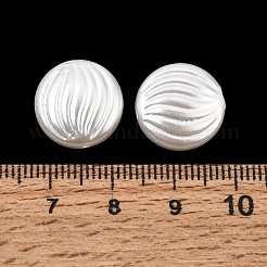 ABSプラスチックパール調ビーズ  フラットラウンドを旋回  ホワイト  14.5x6.5mm  穴：1.2mm  約640個/500g&nbsp;PL-CBA8DB3-10