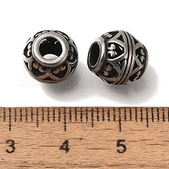 304ステンレススチールヨーロピアンビーズ  大穴ビーズ  花とロンデル  アンティークシルバー  10x9.5mm  穴：4mm&nbsp;STAS-D191-05T-AS