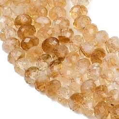 加熱された天然シトリンビーズ連売り  多面カット  ロンデル  6x4mm  穴：0.8mm  約94個/連  15.43''（39.2センチメートル）&nbsp;G-B175-A05-4x6mm