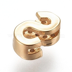 Golden Plated Brass Micro Pave Cubic Zirconia Slide Charms&nbsp;ZIRC-L075-61S-G