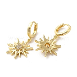 Rack Plating Brass Micro Pave Cubic Zirconia Dangle Hoop Earrings&nbsp;EJEW-A031-10G