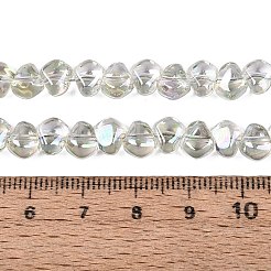電気メッキ透明ガラスビーズ連売り  ナゲット  トップ掘削  淡緑色  6.5x7.5x4.5~5mm  穴：0.8~1mm  約99~100個/連  21.26~22.24インチ（54~56.5cm）&nbsp;EGLA-Q133-01A-09