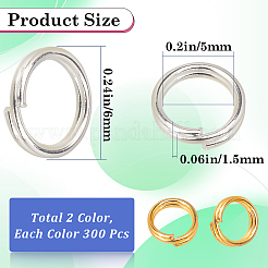 600Pcs 2 Colors Brass Split Rings&nbsp;KK-SP0001-82C