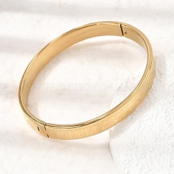 304ステンレススチール製ローマ数字ヒンジ付きカフバングル（女性用）  イオンプレーティング（ip）  18KGP本金メッキ  内径：2.05x2.44インチ（5.2x6.2cm）&nbsp;SA-CBAC920-12G