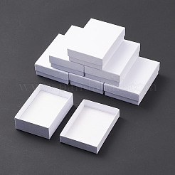 厚紙のネックレス箱  内部のスポンジ  長方形  ホワイト  9x6.5x2.8cm&nbsp;X-CBOX-S008-03