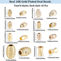 80Pcs 8 Styles Brass Beads&nbsp;KK-BBC0022-35