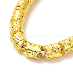 電気メッキされた天然溶岩岩ビーズ連売り  コラム  黄金メッキ  8x6.5mm  穴：1.4mm  約60個/連  15.35~15.75インチ（39~40cm）&nbsp;G-G984-03G
