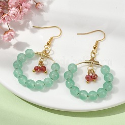 Imitation Jade Glass Beaded Ring Dangle Earrings&nbsp;EJEW-JE05568