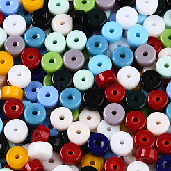 不透明色のガラスシードビーズ  フラットラウンド  ミックスカラー  6~6.5x3~3.5mm  穴：1.2~1.6mm  約1955個/ポンド&nbsp;SEED-N007-P4x6mm-B02
