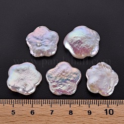 ナチュラルケシパールビーズ  養殖淡水パール  穴なし/ドリルなし  花  貝殻色  18~21x18~21x4~5mm&nbsp;PEAR-N020-A02