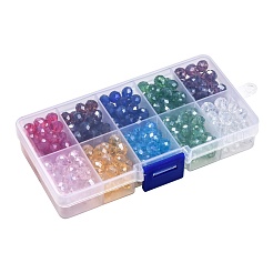 電気メッキガラスビーズ  パール光沢メッキ  多面カット  ロンデル  ミックスカラー  8x6mm  穴：1mm  10色  30個/カラー  300個/箱&nbsp;EGLA-X0006-01C-8mm