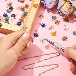 27個9色ガラスペンダント  ゴールデンメッキの合金パーツ  多面カット  花  ミックスカラー  11x10x3.5mm  穴：2.6mm  3個/カラー&nbsp;GLAA-CJ0001-83