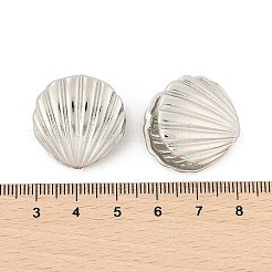 女性のための真鍮のフープピアス  シェル形状  プラチナ  23x15mm&nbsp;EJEW-U041-07P