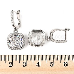 925 Sterling Silver Micro Pave Cubic Zirconia Dangle Hoop Earrings&nbsp;EJEW-F371-01A-01