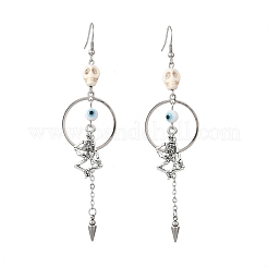 Halloween Alloy & Synthetic Turquoise & Lampwork Dangle Earrings&nbsp;EJEW-TA00820