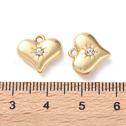 ラックメッキ合金ラインストーンペンダント  ハートチャーム  ゴールドカラー  12.5x13.5x4mm  穴：1.4mm&nbsp;FIND-M038-20G