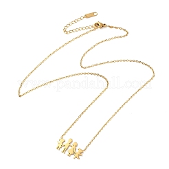 304ステンレススチール製ファミリーペンダントネックレス（女性用）  イオンプレーティング（ip）  ゴールドカラー  18.78インチ（47.7cm）&nbsp;NJEW-A045-11G