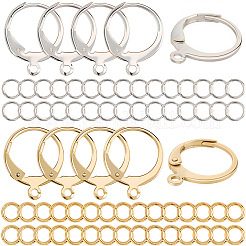 80個 2色 304ステンレススチール フレンチフックピアス金具  黄金の開いた丸カンで  ゴールデン＆シルバー  14~14.5x12x2mm  穴：1.2mm  ピン：0.6x1mm  40個/カラー&nbsp;STAS-SC0010-55
