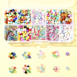 DIY フラットラウンド＆ラウンドアクリル＆ガラスシードビーズジュエリー作成ファインディングキット  ミックスカラー  3~7x2~5mm  穴：0.8~1.6mm&nbsp;DIY-FS0006-45