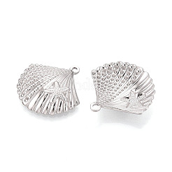 304 Stainless Steel Shell Shape with Starfish Pendants&nbsp;STAS-T069-45P