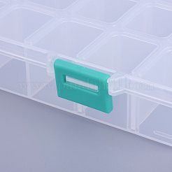 オーガナイザー収納プラスチックボックス  調整可能な仕切りボックス  長方形  ホワイト  21.8x11x3cm  コンパートメント：3x2.5センチメートル  24区画/ボックス&nbsp;X-CON-X0002-04