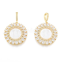 Brass Micro Pave Clear Cubic Zirconia Pendants&nbsp;KK-N227-131