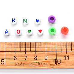 1 Bag 1200Pcs Opaque Acrylic Flat Round with Letter & Heart Beads&nbsp;DIY-YW0002-32
