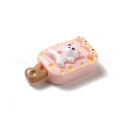 不透明樹脂模造食品デコデンカボション  クマのアイスクリーム  ピンク  29x16.5x9mm&nbsp;CRES-H001-02D