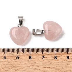 天然石ローズクォーツペンダント  プラチナブラスループ付き  腫れた心  18~19x15~15.5x7~10mm  穴：6x2.5~3mm&nbsp;G-I311-A13