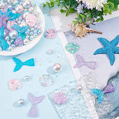 人魚をテーマにした花瓶詰め物  樹脂カボション含む  PVC プラスチック スパンコール/スパンコール & プラスチック パール ビーズ  ライトスカイブルー  10mm&nbsp;DIY-BC0006-22
