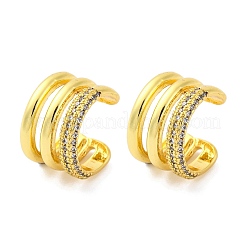 Brass Micro Pave Clear Cubic Zirconia Cuff Earrings&nbsp;EJEW-H158-23G
