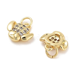 Rack Plating Brass Micro Pave Clear Cubic Zirconia Charms&nbsp;KK-Z064-17G