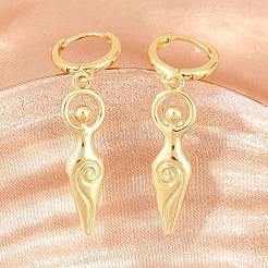 Brass Hoop Dangle Earrings&nbsp;EJEW-G471-47G-01