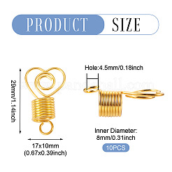 合金ドレッドヘアビーズ10個  編組髪のペンダントの装飾クリップ  ハート  29x17x10mm  穴：4.5mm  内径：8mm&nbsp;FIND-TA0008-53A