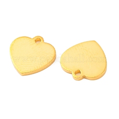 スターリングシルバーのハートチャーム925個  ゴールドカラー  10x10x1mm  穴：1.2mm&nbsp;STER-F057-03G-01