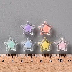 透明なアクリルビーズ  二層ビーズ  多面カット  スター  ミックスカラー  14x15x8.5mm  穴：2mm&nbsp;X-TACR-S152-02A
