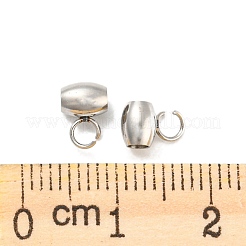 変色しない201ステンレス鋼チューブベイル  ループベイル  バレル保釈ビーズ  ステンレス鋼色  7x5x4mm  穴：2.5mmと2mm&nbsp;STAS-H180-08P