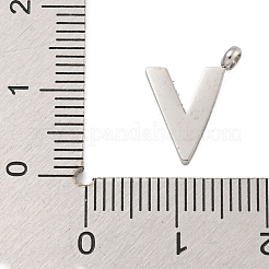 304ステンレススチールチャーム  手作り彫刻フィギュア  フルポリッシュ  ステンレス鋼色  V字  14.5x10.5x2mm  穴：1.8mm&nbsp;STAS-G345-01P-V