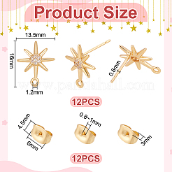 12Pcs Brass Micro Pave Cubic Zirconia Stud Earrring Findings&nbsp;KK-UN0005-34