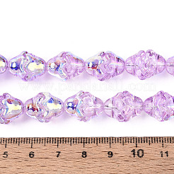 電気メッキ透明ガラスビーズ連売り  花  ABカラーメッキ  スミレ  11~12x8mm  穴：1.2mm  約101~102個/連  29.92インチ（76cm）&nbsp;EGLA-N020-03F