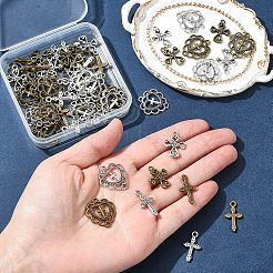 60Pcs 6 Styles Tibetan Style Alloy Pendants&nbsp;TIBEP-FS0001-24
