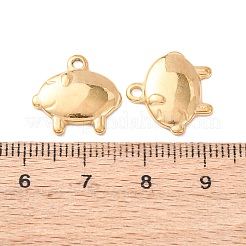 304ステンレスペンダント  イオンプレーティング（ip）  豚のチャーム  18KGP本金メッキ  14.5x15.5x2.5mm  穴：1.8mm&nbsp;STAS-I330-069G