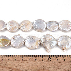 天然バロックケシパールビーズ連売り  天然真珠  ナゲット  貝殻色  17~25x15.5~27.5x3.5~9mm  穴：0.6mm  約17~20個/連  14.76~15.55''（37.5~39.5センチメートル）&nbsp;PEAR-S018-06I