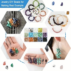 210g 14種類の天然混合宝石チップビーズと15g不透明ガラスチップビーズキット  5~8x5~8mm  穴：0.3~1mm  15g /スタイル&nbsp;G-YW0002-37