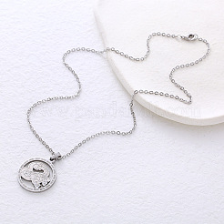 304 Stainless Steel Hollow Coin Pendant Necklaces for Women&nbsp;VV0068